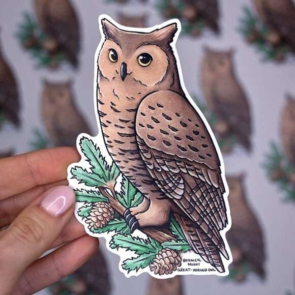 3 for $15 - Great Horned Owl Sticker -‎ Waterproof Vinyl Wildlife & Nature Decal - Picture 3 of 6